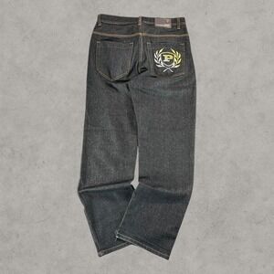 Phat Farm Jeans Mens 34x32 Black Y2K Embroidered Grunge Hip Hop Skater 2000s
